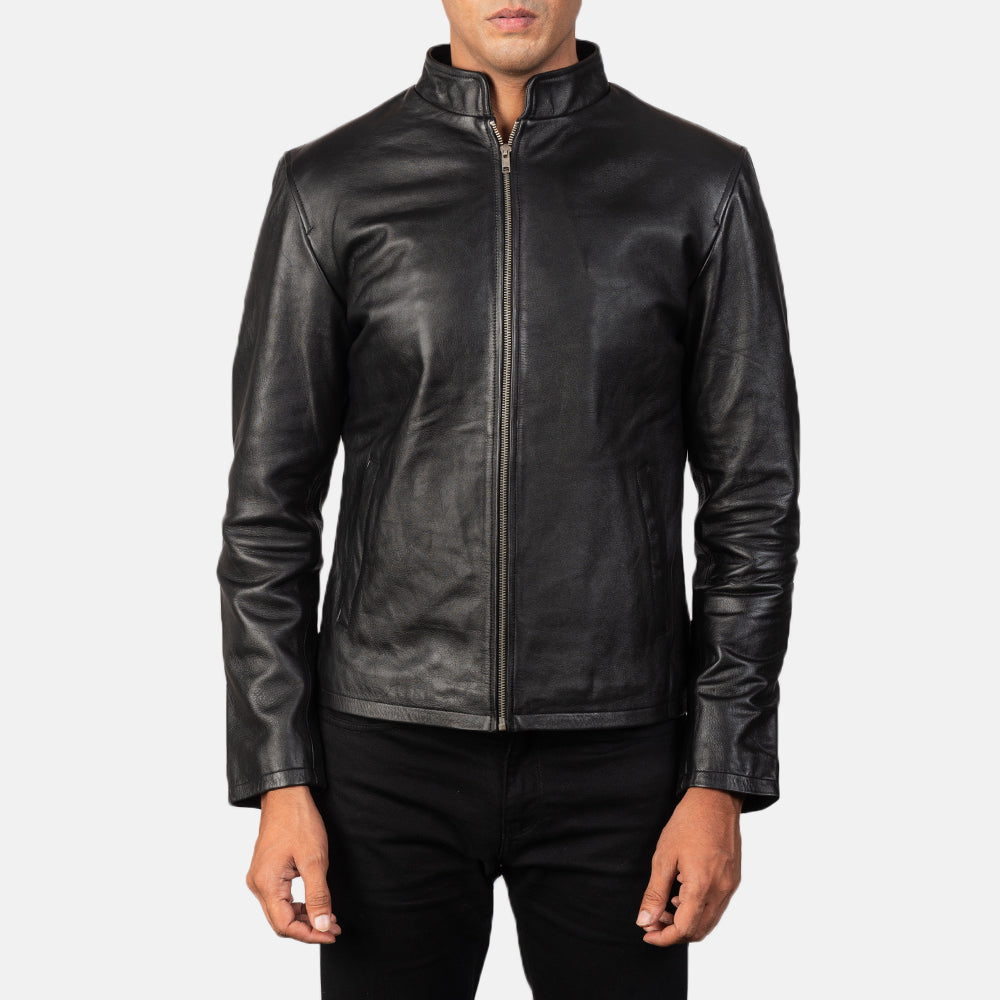 Alex Black Leather Biker Jacket - Image 2