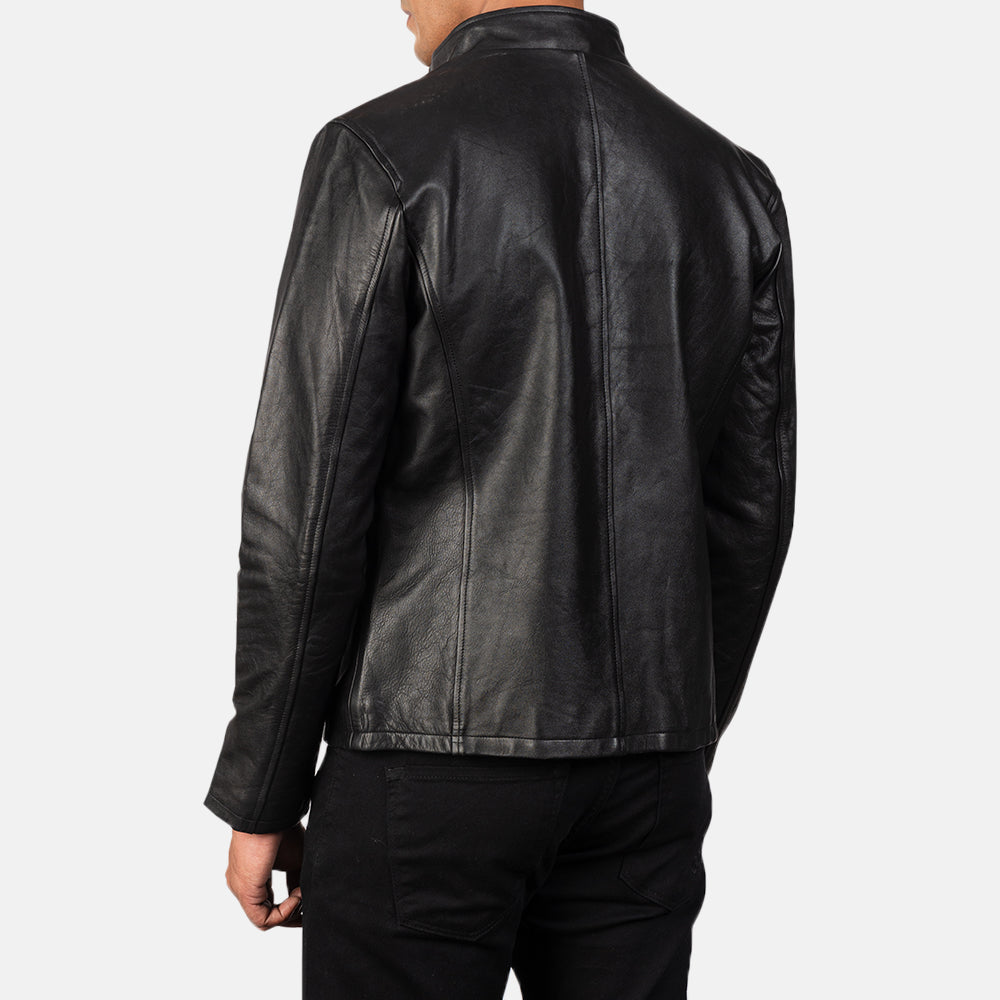 Alex Black Leather Biker Jacket - Image 3