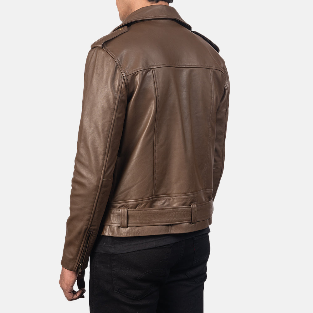 Allaric Alley Mocha Leather Biker Jacket - Image 5