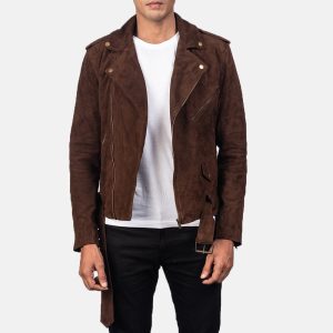 Allaric Alley Mocha Suede Leather Biker Jacket