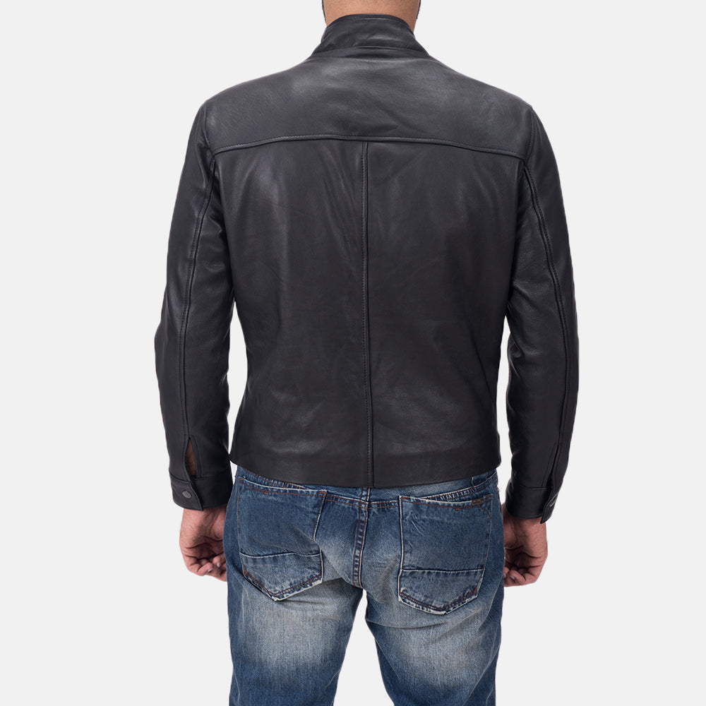 Austere Matte Black Leather Biker Jackets - Image 3