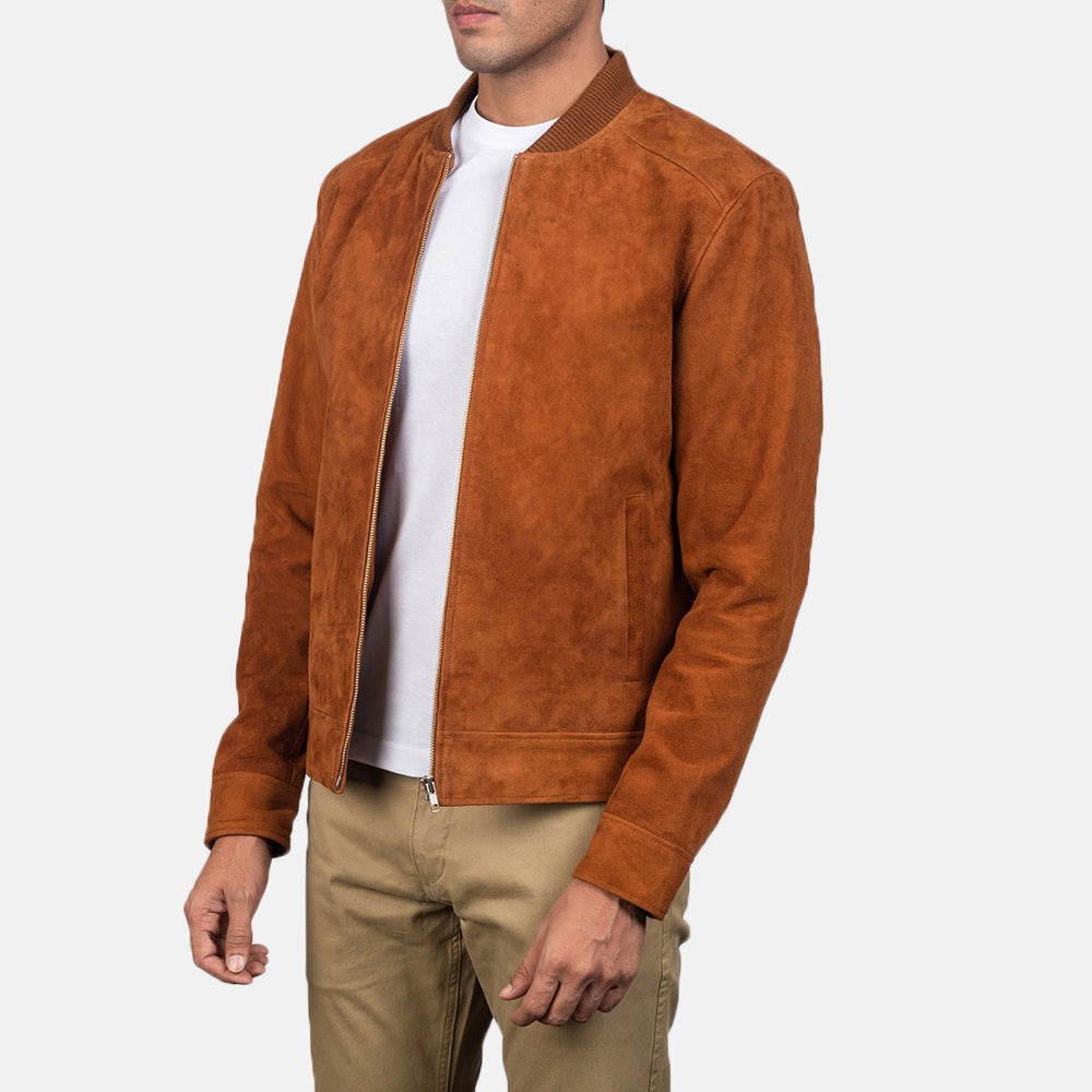 Blain Brown Suede Bomber Jacket - Image 4