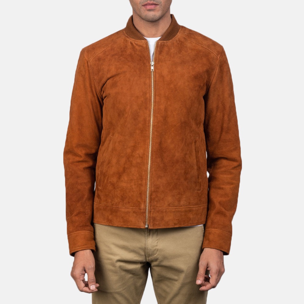Blain Brown Suede Bomber Jacket - Image 2