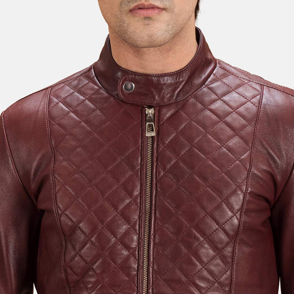 Burgunn Dee Maroon Leather Biker Jackets - Image 5
