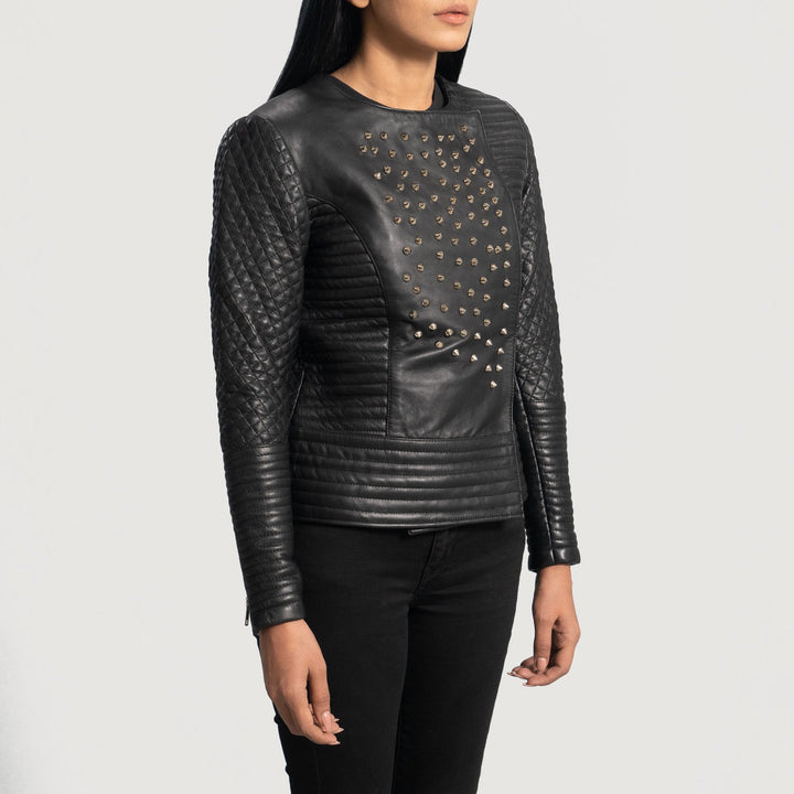 Celeste Studded Black Leather Jackets - Image 2