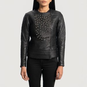 Celeste Studded Black Leather Jackets