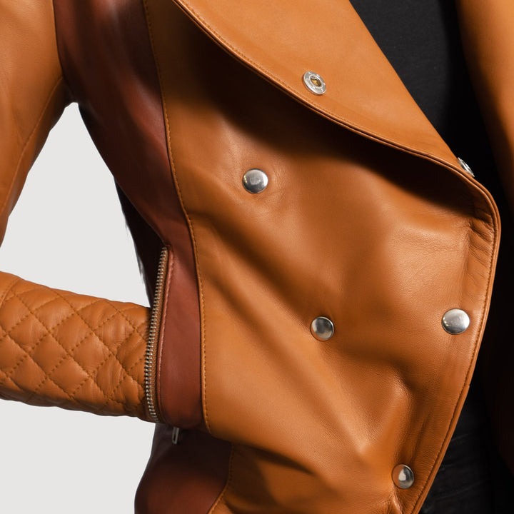 County Tan Overlap Leather Jackets - Image 5