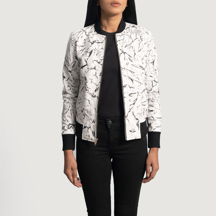 Donna Leather Bomber Jacket - Image 6