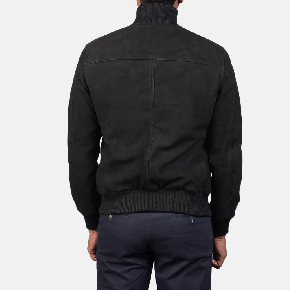 Eaton Black Suede Bomber Jackets - Image 4