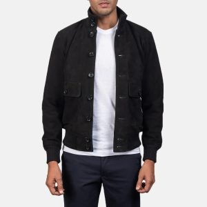 Eaton Black Suede Bomber Jackets