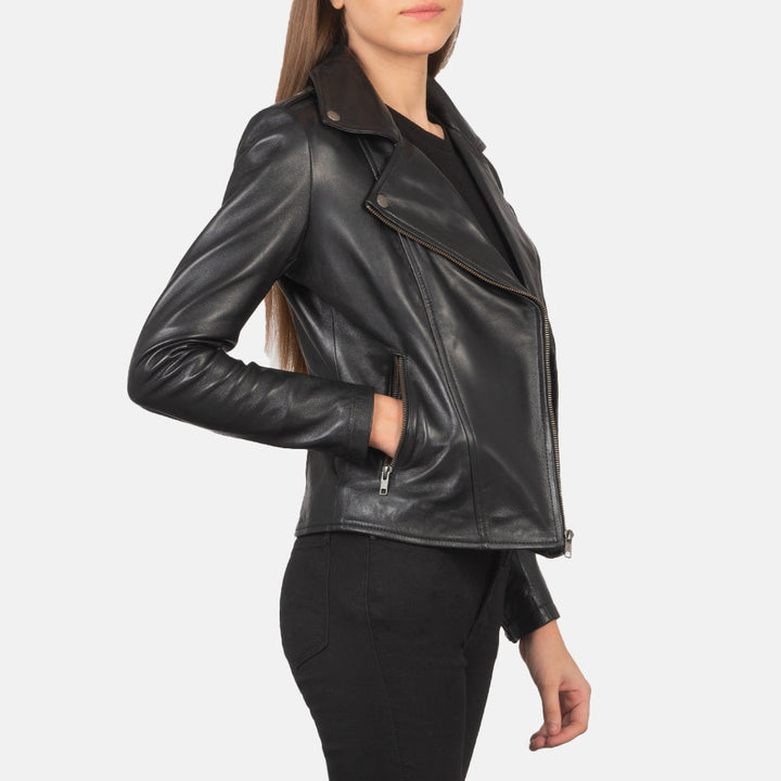 Flashback Black Leather Biker Jackets - Image 4