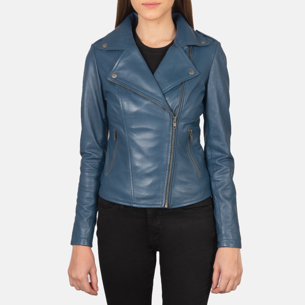 Flashback Blue Leather Biker Jackets