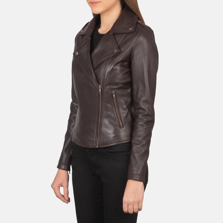 Flashback Maroon Leather Biker Jackets - Image 3