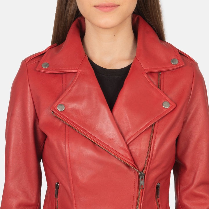 Flashback Red Leather Biker Jackets - Image 6