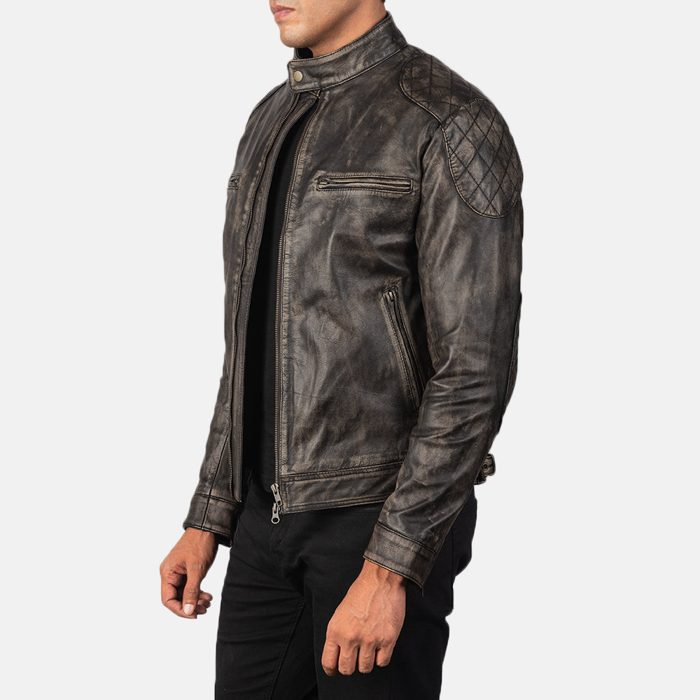 Gatsby Distressed Brown Leather Biker Jackets - Image 2