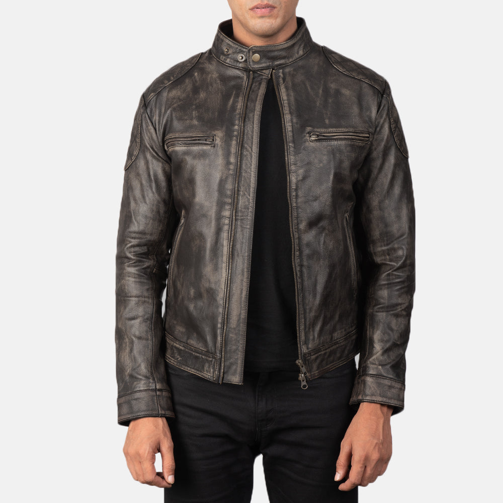 Gatsby Distressed Brown Leather Biker Jackets
