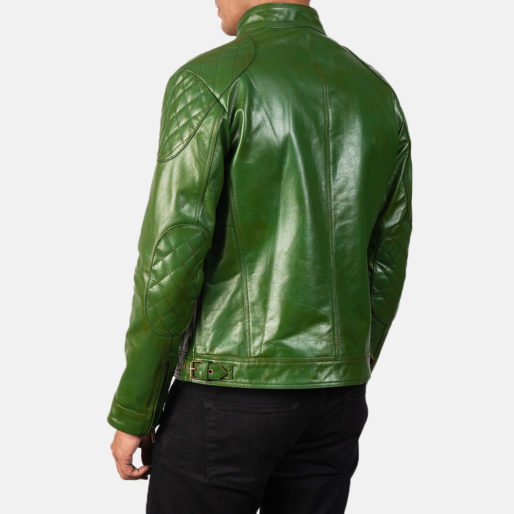 Gatsby Green Leather Biker Jackets - Image 4