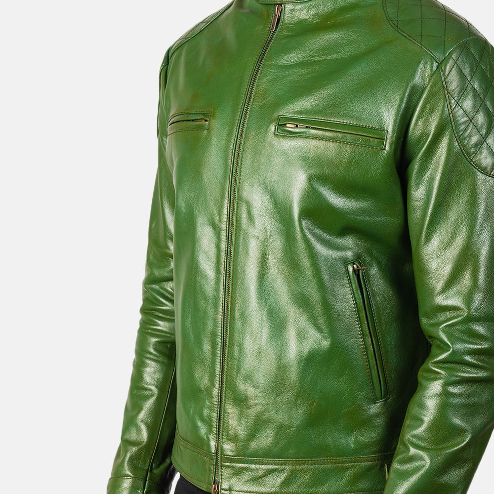 Gatsby Green Leather Biker Jackets - Image 6
