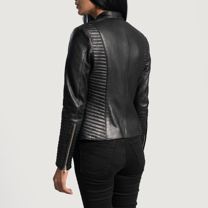 Haley Ray Black Leather Biker Jackets - Image 5