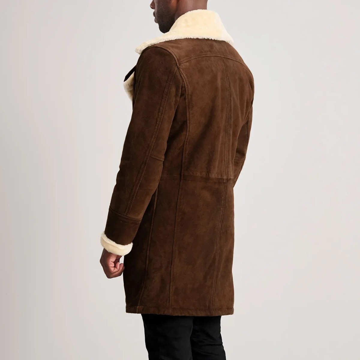 Charles Brown Suede Leather Shearling Double-Breasted Coat - Image 7