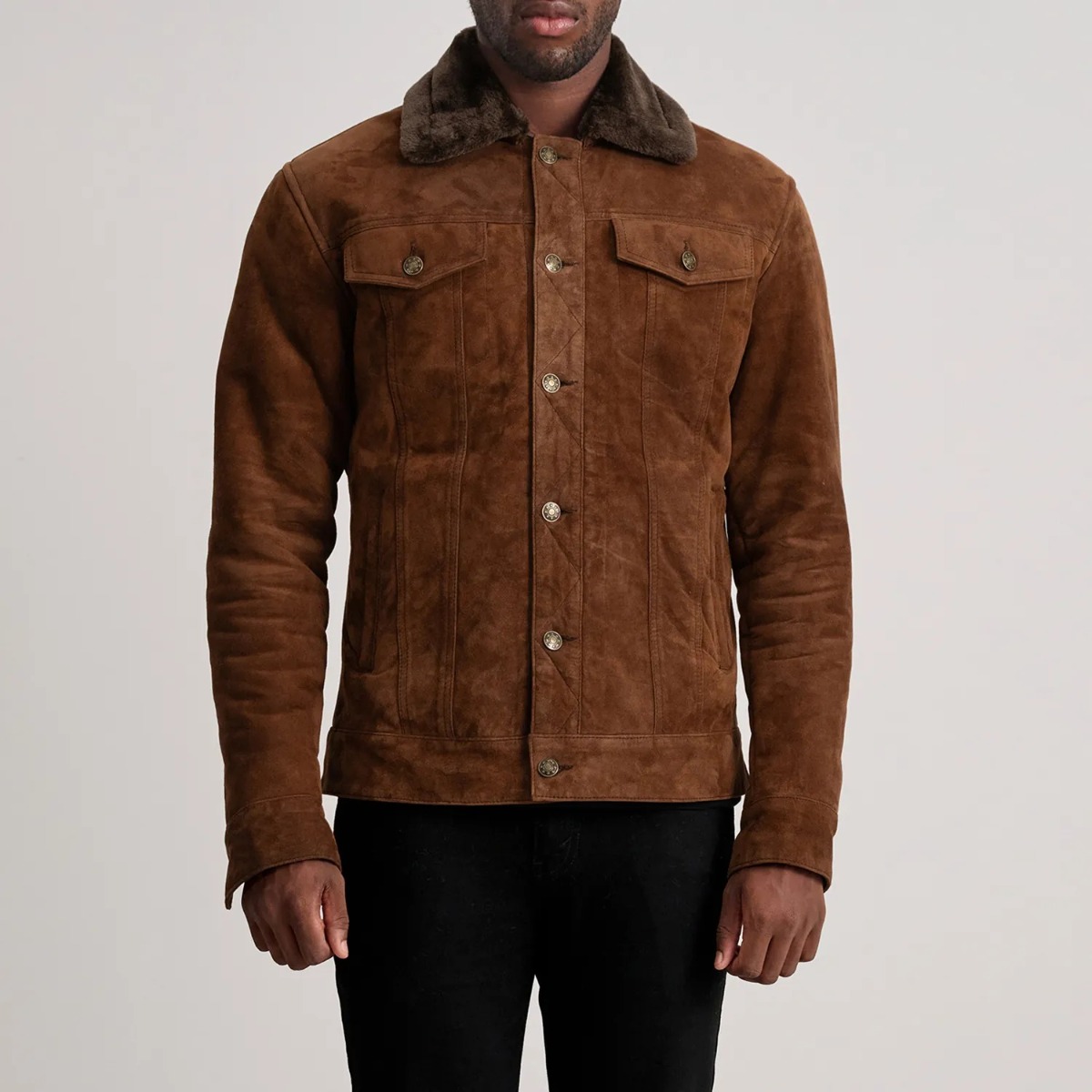 Dallis Brown Shearling Trucker Jacket - Image 4
