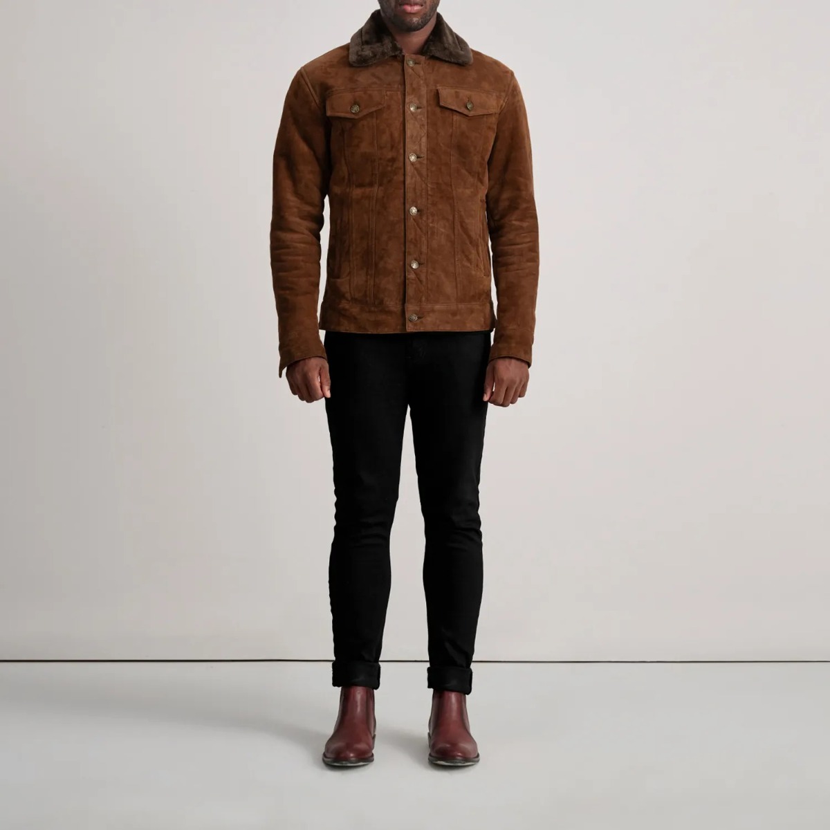Dallis Brown Shearling Trucker Jacket - Image 2