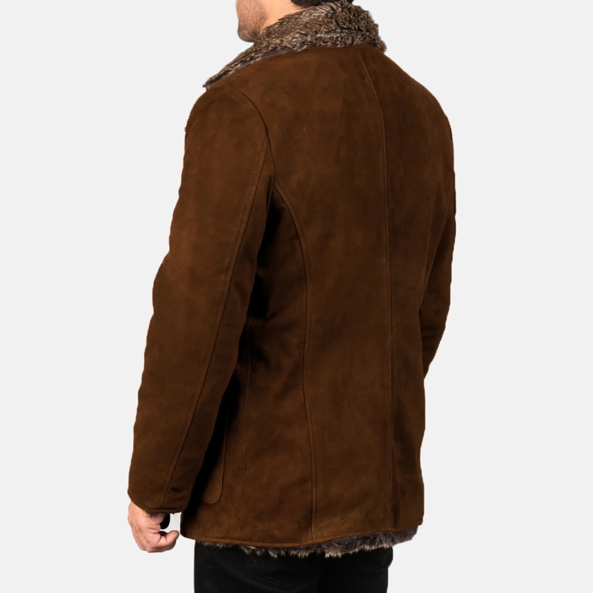 Furlong Brown Suede Leather Coat - Image 5