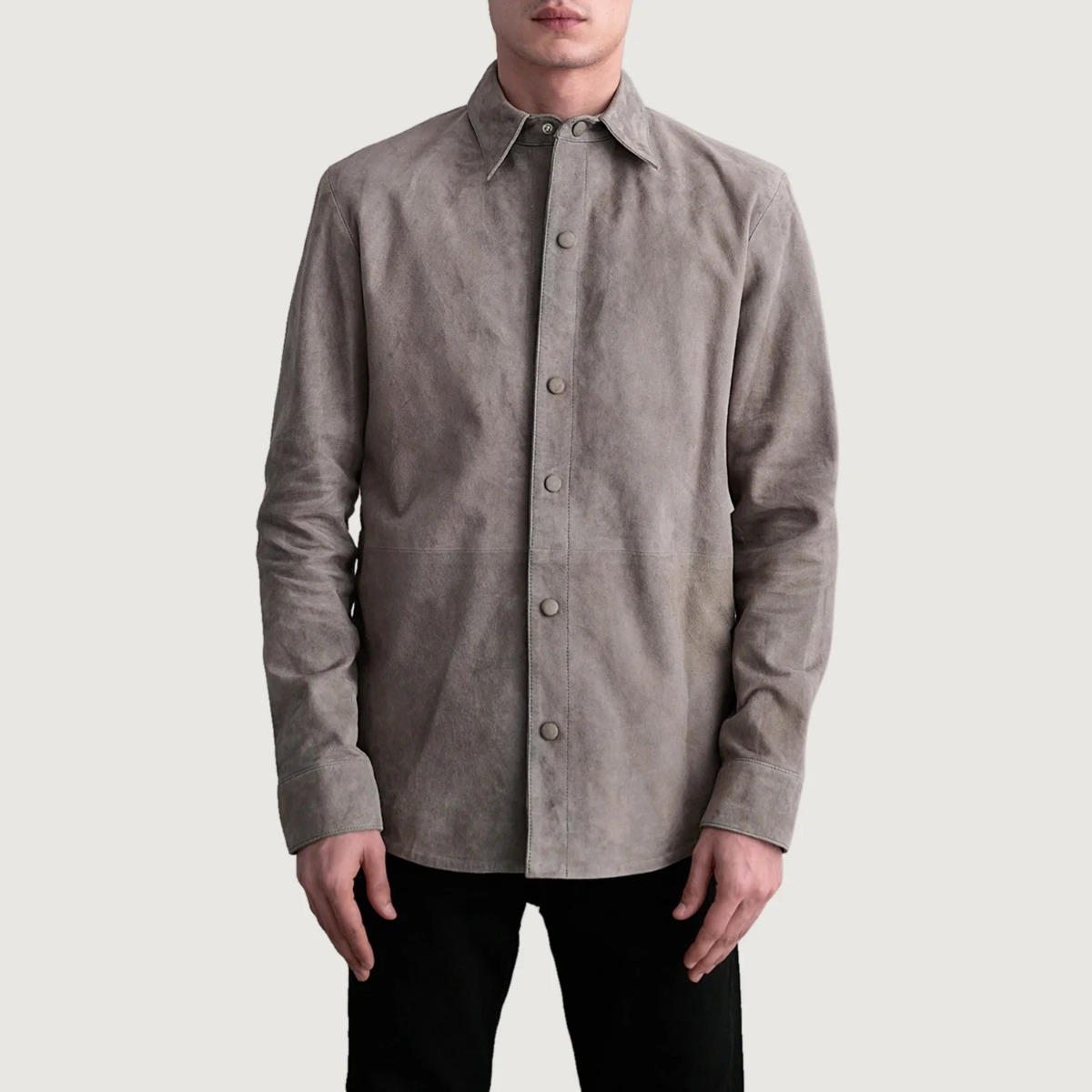 Haven Grey Suede Leather Shirt - Image 4