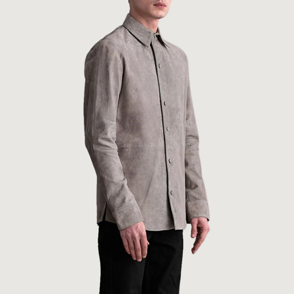 Haven Grey Suede Leather Shirt - Image 2