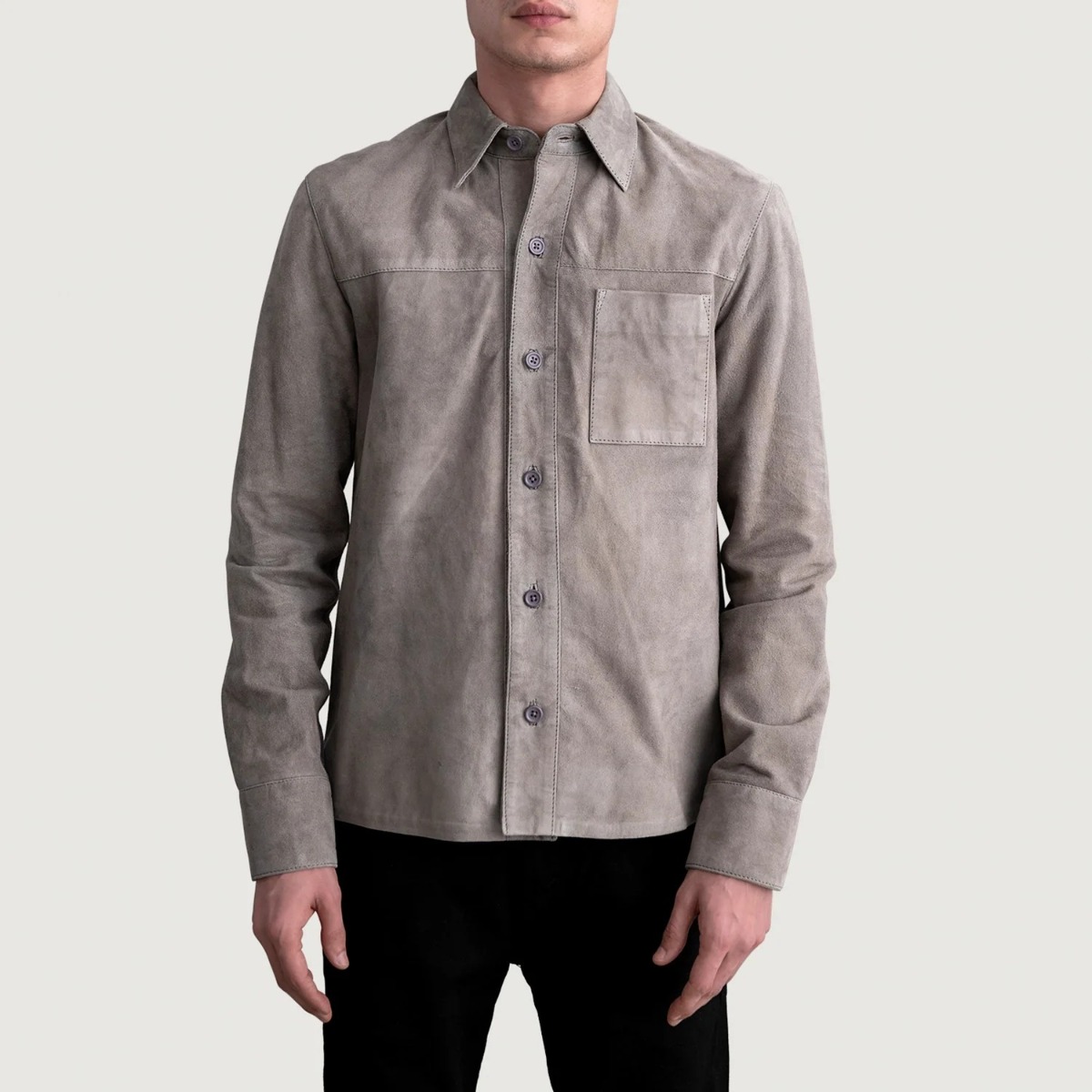 Scout Grey Suede Leather Shirt - Image 4