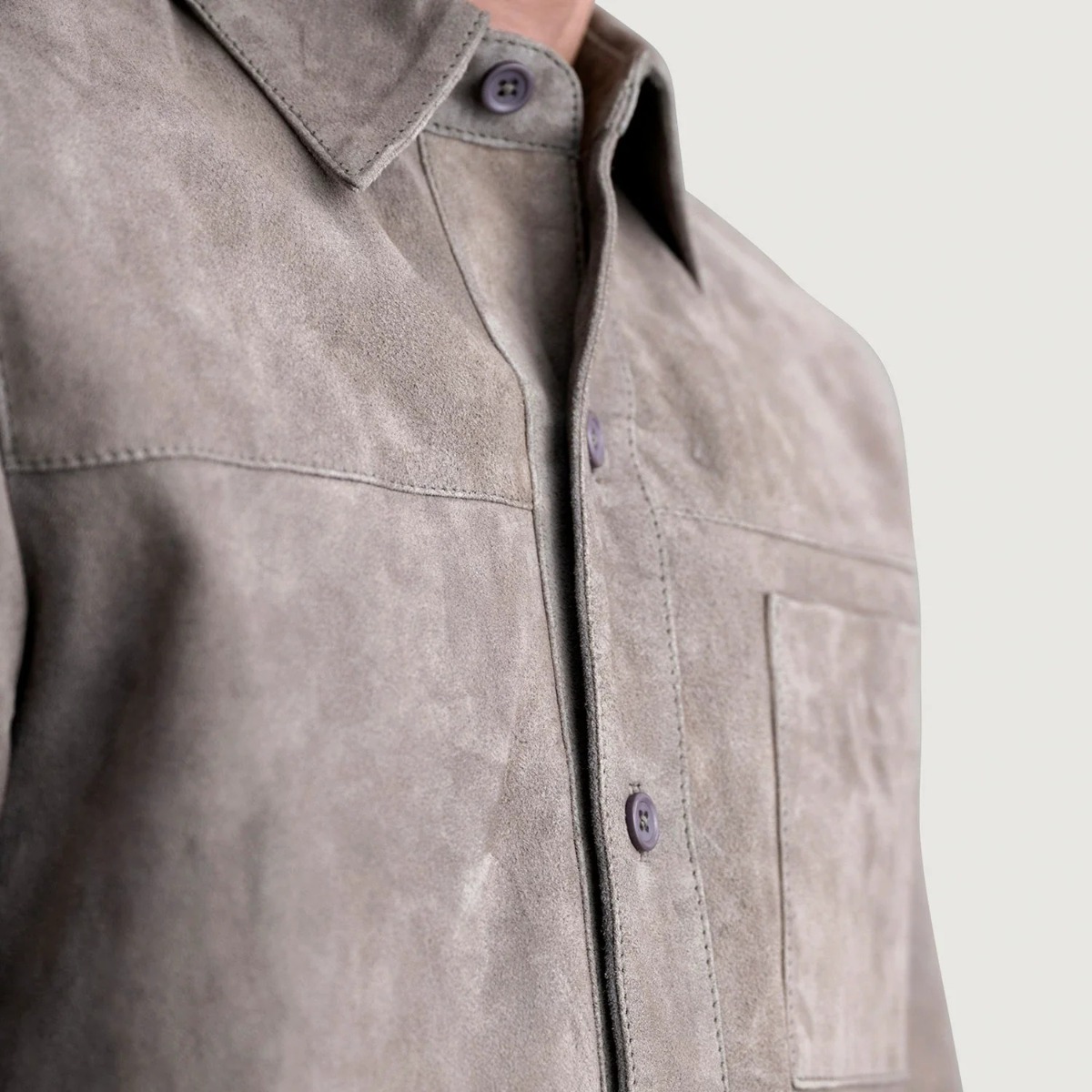 Scout Grey Suede Leather Shirt - Image 5