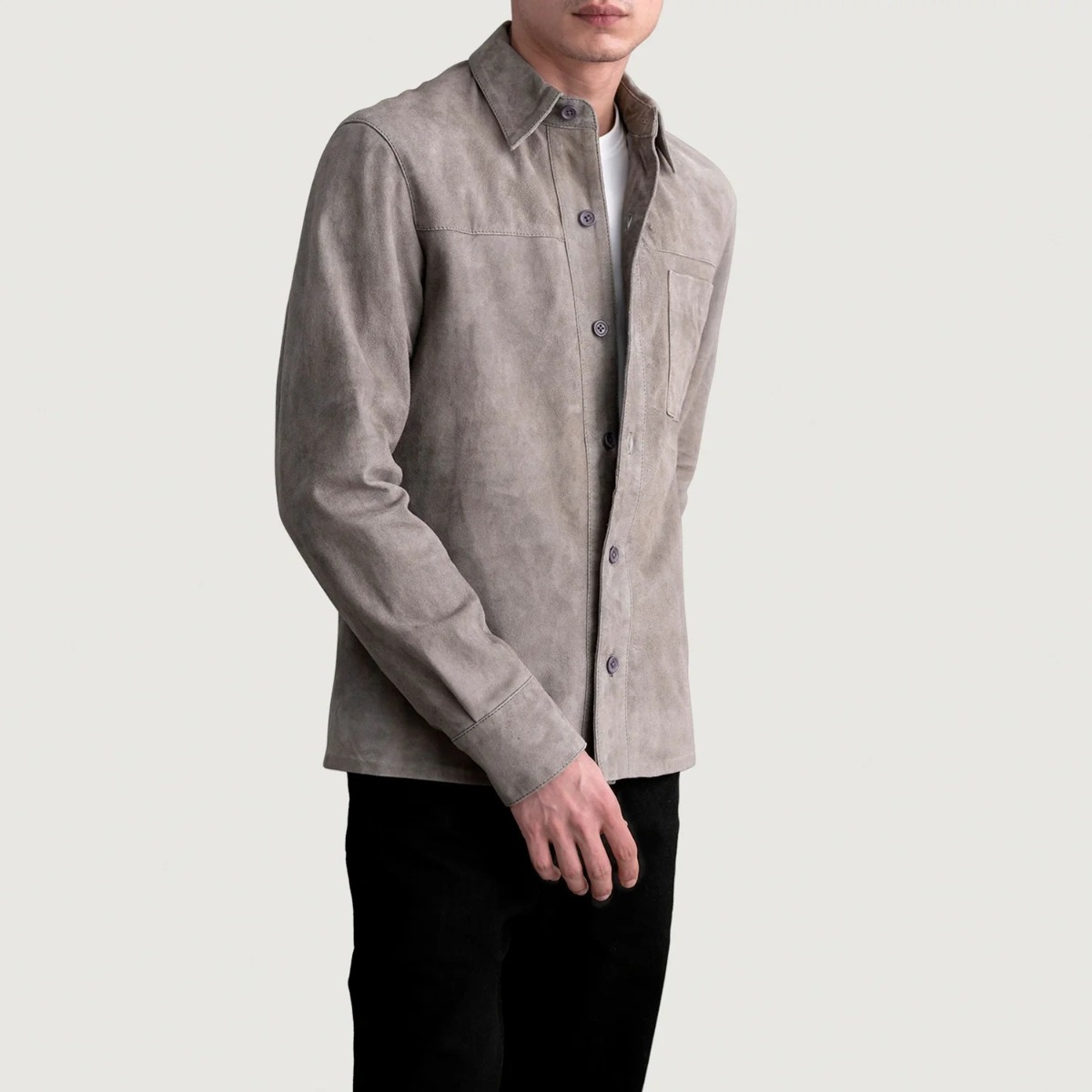 Scout Grey Suede Leather Shirt - Image 6