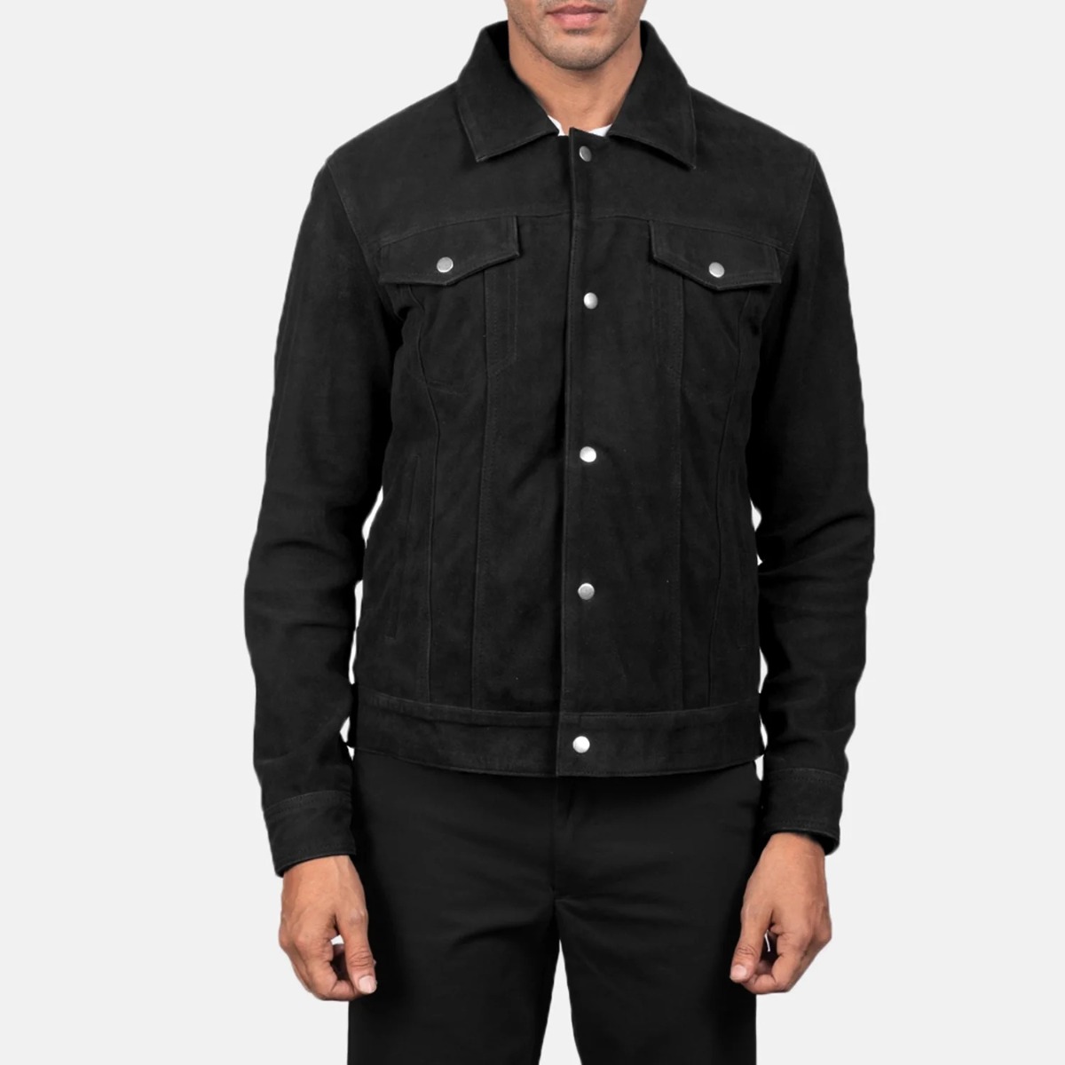 Stallon Black Suede Trucker Jacket - Image 3