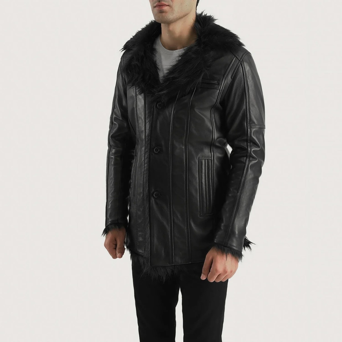 Furcliff Black Leather Coats - Image 5