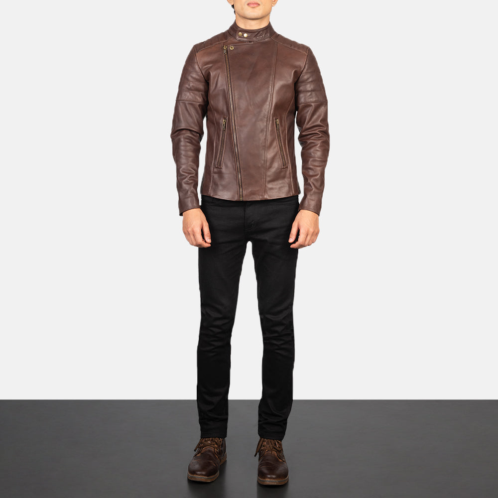 Faisor Brown Leather Biker Jackets - Image 2