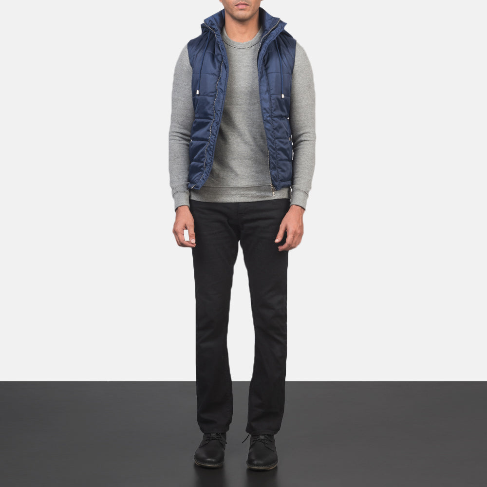 Fuston Blue Hooded Puffer Vests - Image 2