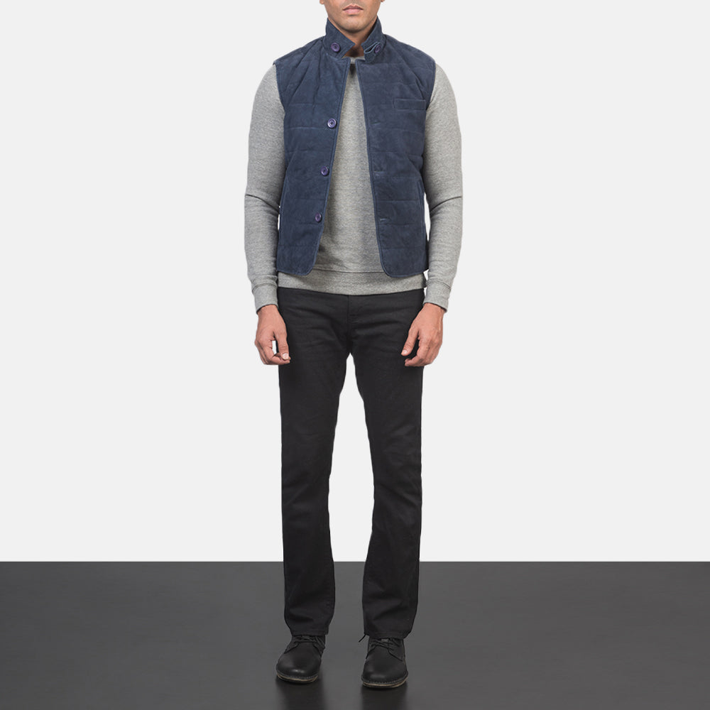 Tony Blue Suede Vests - Image 2