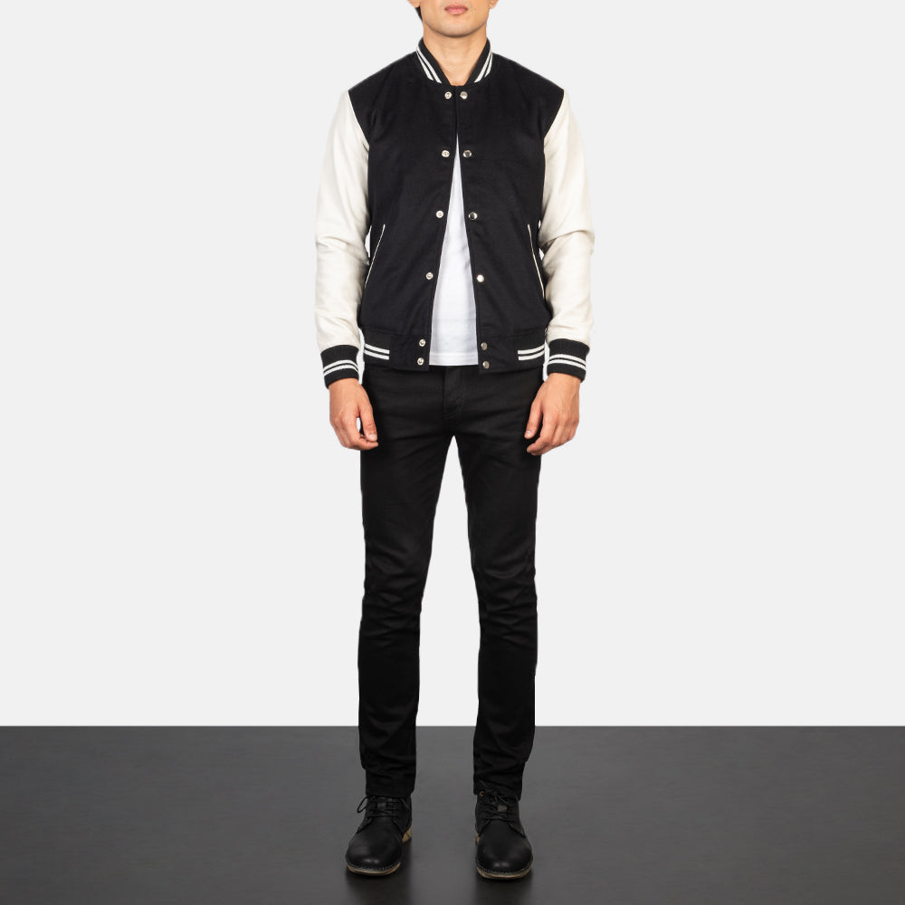 Vaxton Black & White  Hybrid Varsity Jackets - Image 2