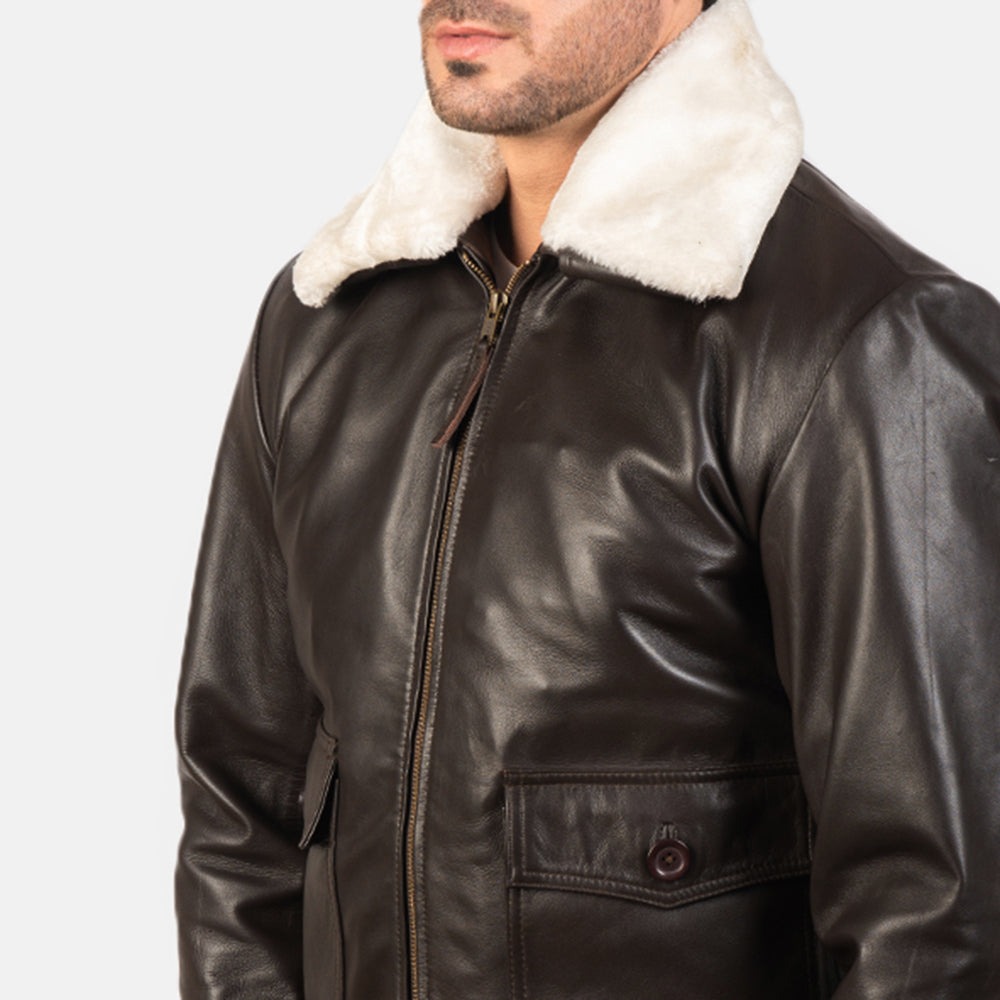Airin G-1 Brown Leather Bomber Jacket - Image 3