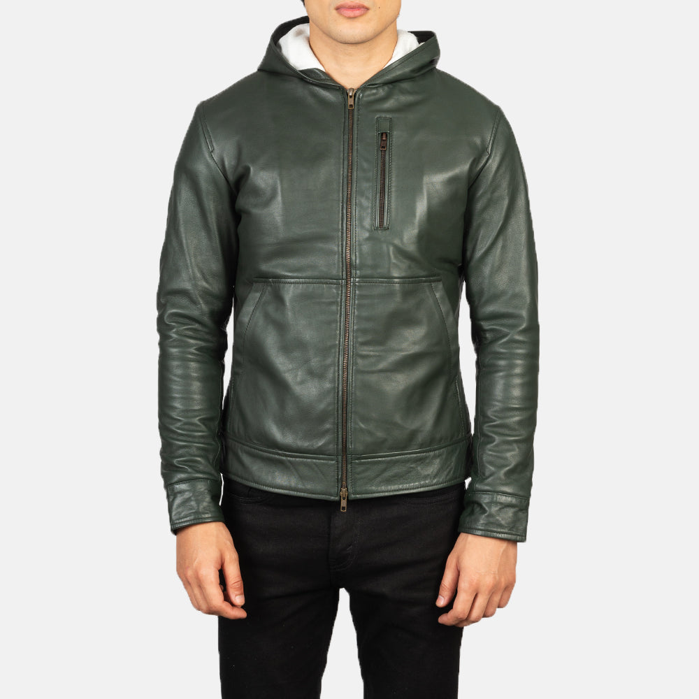 Baston Hooded Leather Bomber Jacket - Image 3