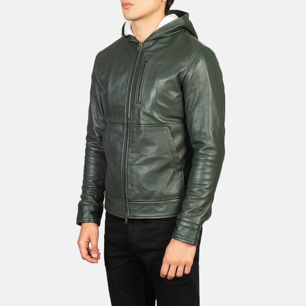 Baston Hooded Leather Bomber Jacket - Image 5