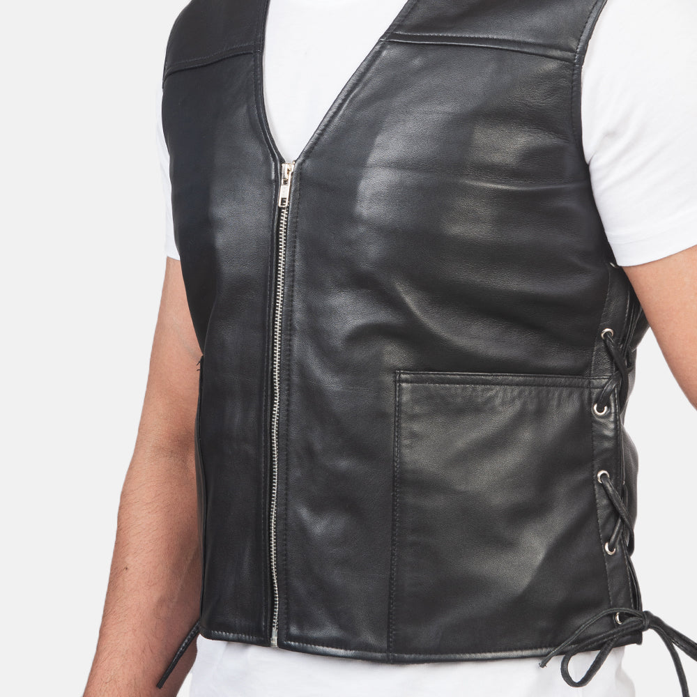 Brandon Black Leather Vests - Image 6