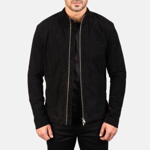 Charcoal Black Suede Biker Jackets