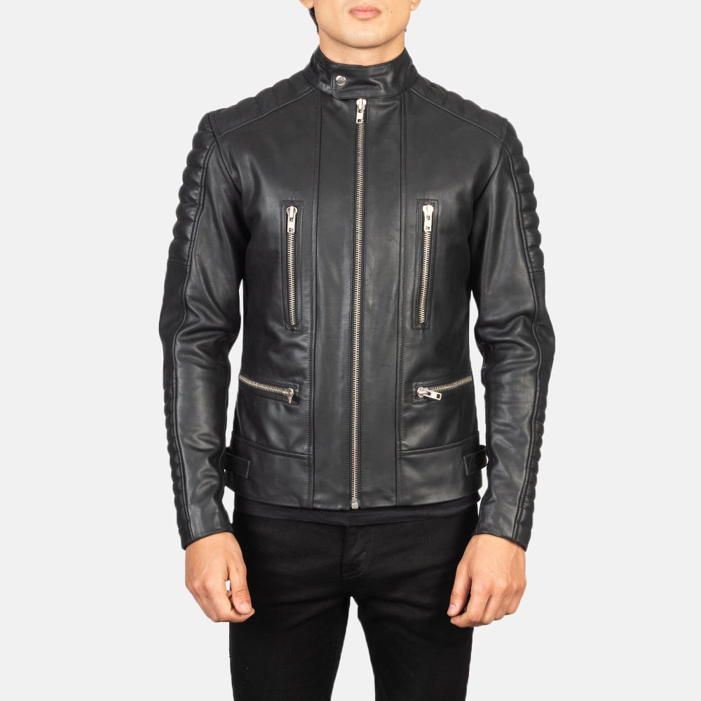 Damian Black Leather Biker Jackets - Image 5