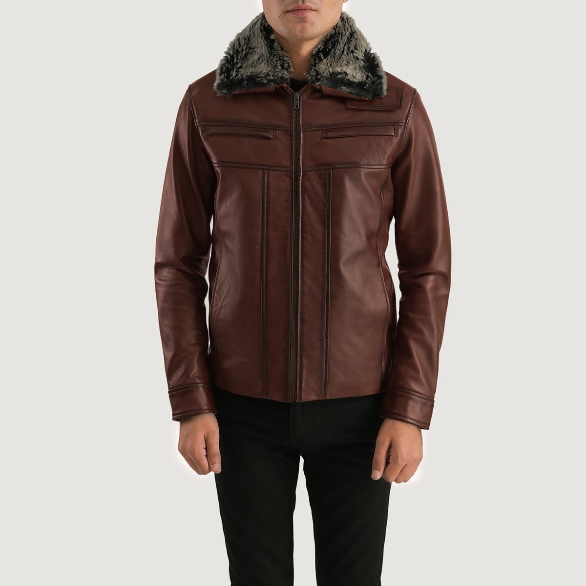 Evan Hart Fur Brown Leather Jackets