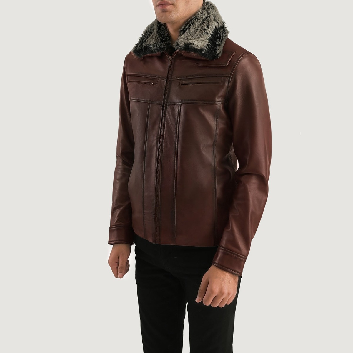 Evan Hart Fur Brown Leather Jackets - Image 4