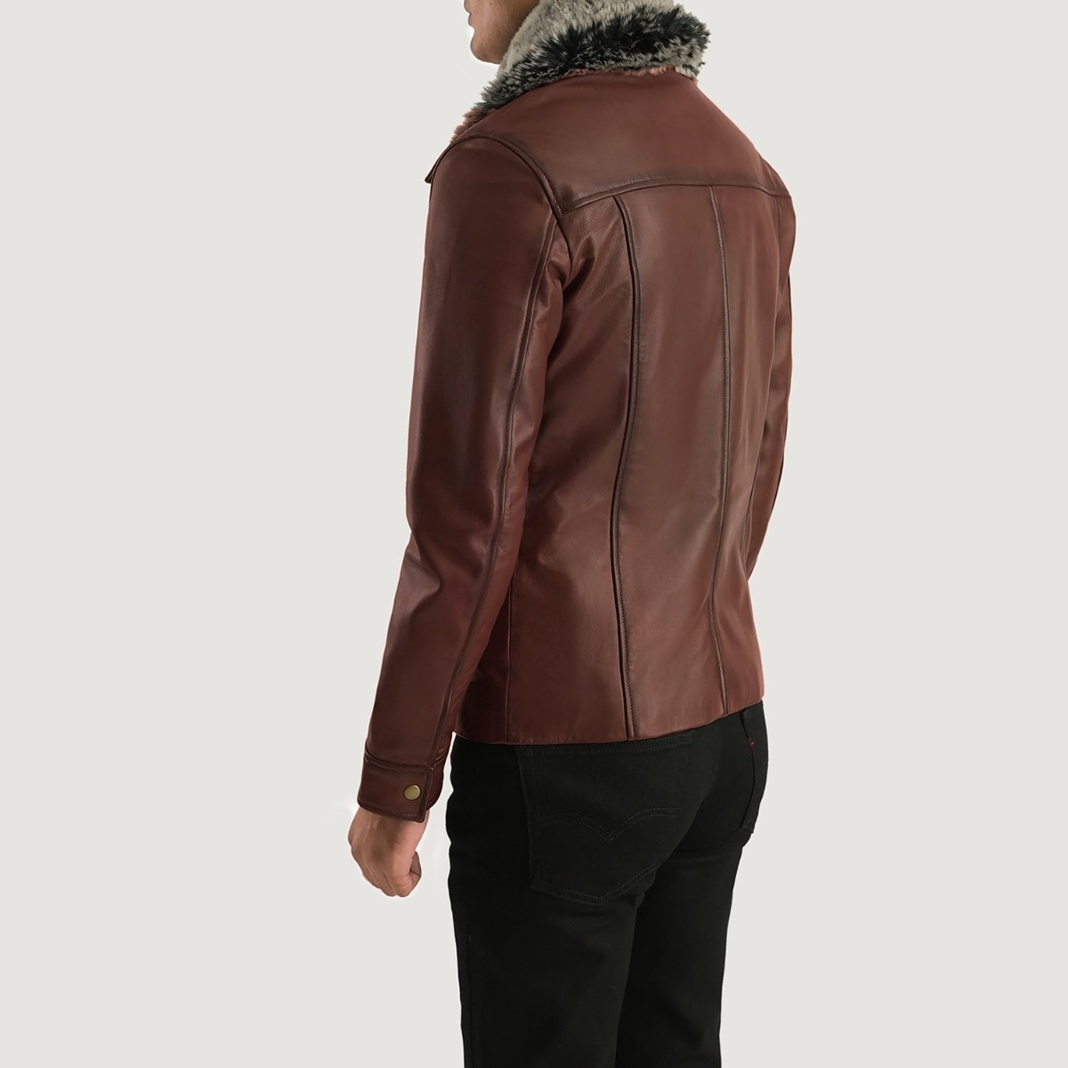Evan Hart Fur Brown Leather Jackets - Image 3