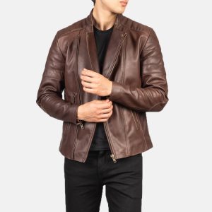 Faisor Brown Leather Biker Jackets