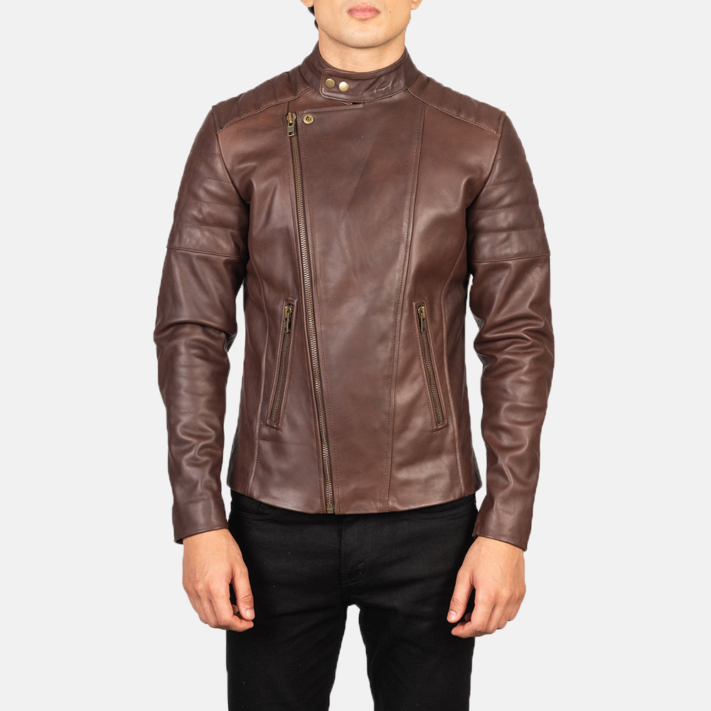 Faisor Brown Leather Biker Jackets - Image 5