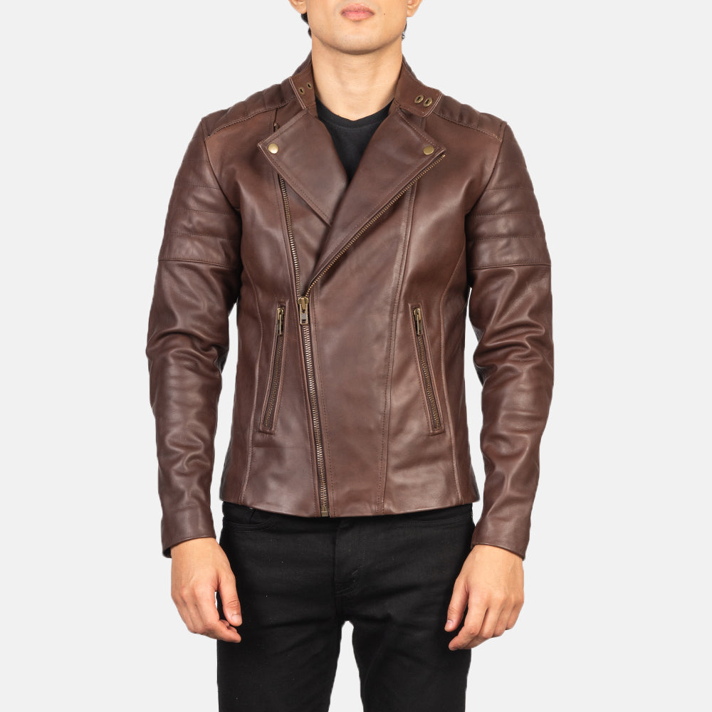 Faisor Brown Leather Biker Jackets - Image 6